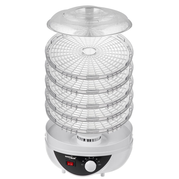 Secador de setas, verduras y frutas GreenBlue, 250 W de potencia - muy silencioso, enchufe GB195 del Reino Unido