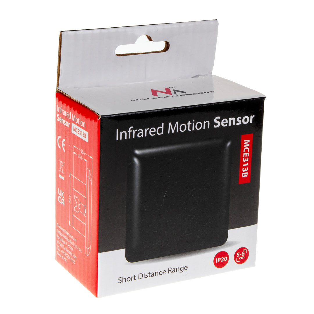 Sensor PIR de curto alcance Maclean MCE313 B, alcance de 5-6 cm, caixa incorporada, carga máx. 1200 W