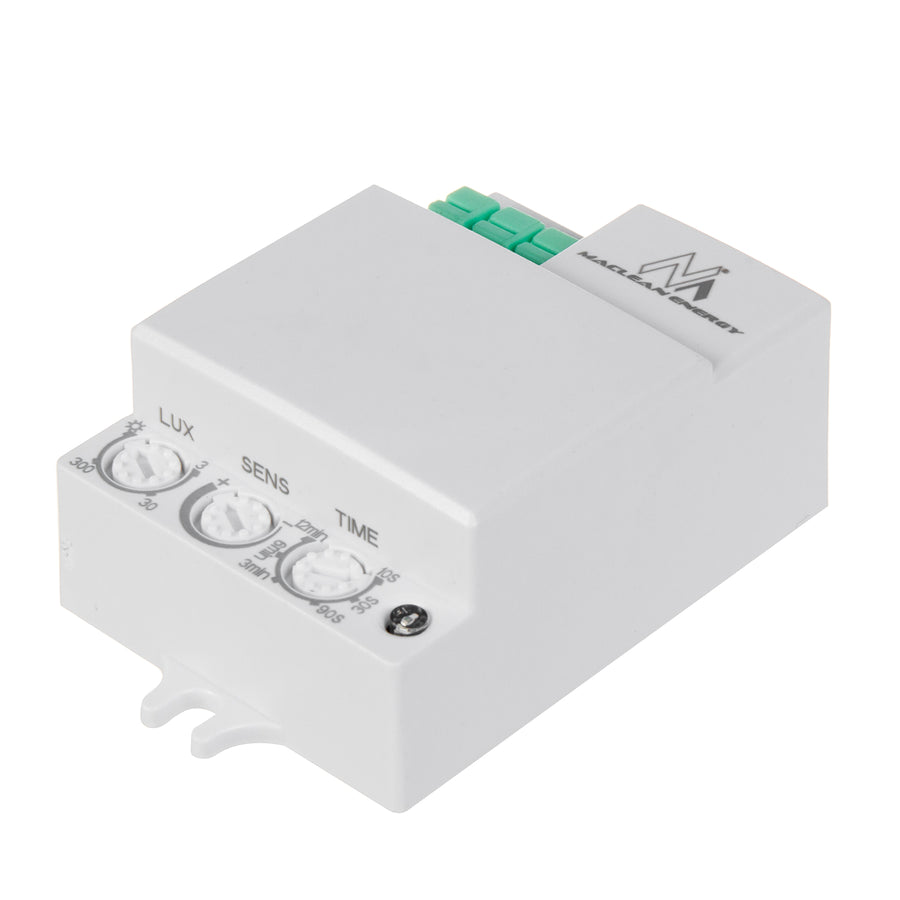 Detetor de movimento de micro-ondas Maclean MCE316, alcance de 8 m, carga máxima de 1200 W, IP20, 5,8 GHz