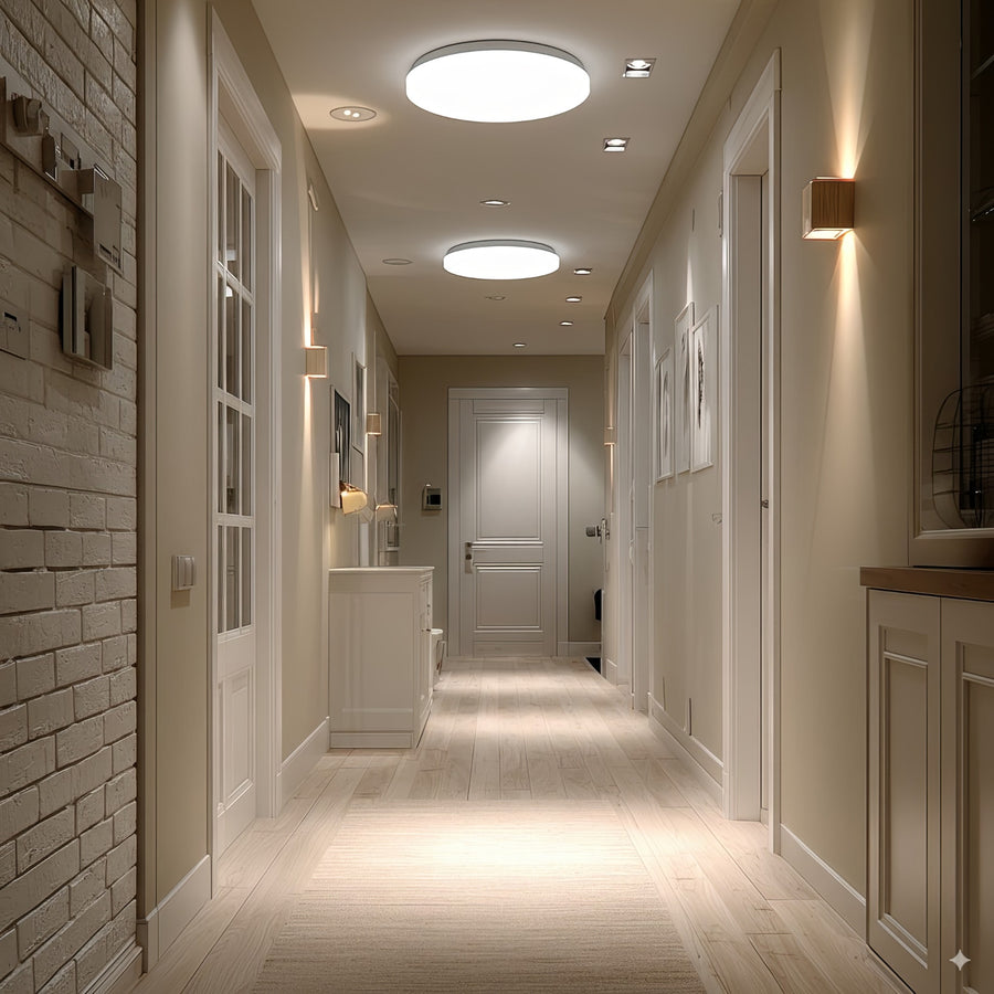 Luminária de teto LED Maclean MCE347 com sensor, sensor de micro-ondas 5,8 GHz, 4000 K, 12 W, 950 lm, IP44