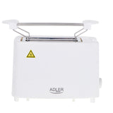 Tostadora Adler, 6 niveles de regulación, rejilla para panecillos, 900W, blanca, AD 3223