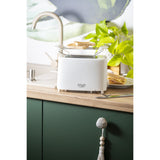 Tostadora Adler, 6 niveles de regulación, rejilla para panecillos, 900W, blanca, AD 3223