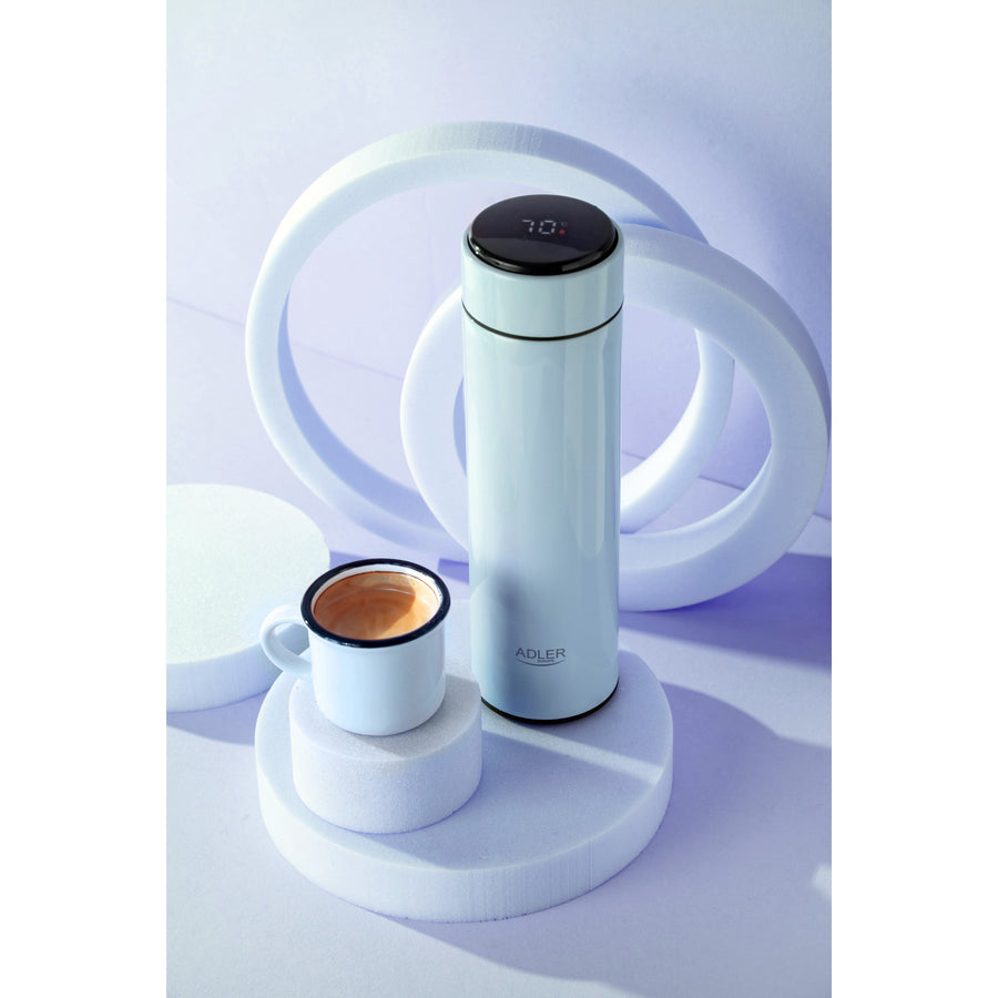 Termo Adler, pantalla táctil LED, capacidad 473 ml, color azul, AD 4506