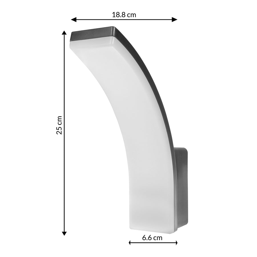 Luminária de parede LED Maclean MCE511 GR, iluminação de parede interior e exterior, luminária de parede, 20 W, IP65 à prova de água, 2750 lm, branco neutro 4000 K, alcance de deteção: máx. 10 m