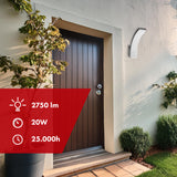 Luminária de parede LED Maclean MCE511 GR, iluminação de parede interior e exterior, luminária de parede, 20 W, IP65 à prova de água, 2750 lm, branco neutro 4000 K, alcance de deteção: máx. 10 m