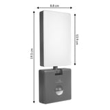 Maclean MCE516 GR Lámpara LED con Sensor de Movimiento y Crepuscular, Iluminación de Pared para Exterior, 10W, 800lm, Blanco Neutro 4000K, IP65 Resistente al Agua