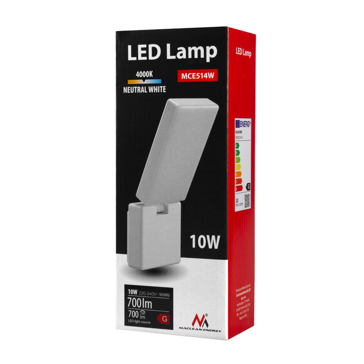 Luminária de parede LED Maclean MCE514 W, iluminação de parede exterior, 10 W, 700 lm, branco neutro 4000 K, à prova de água IP65