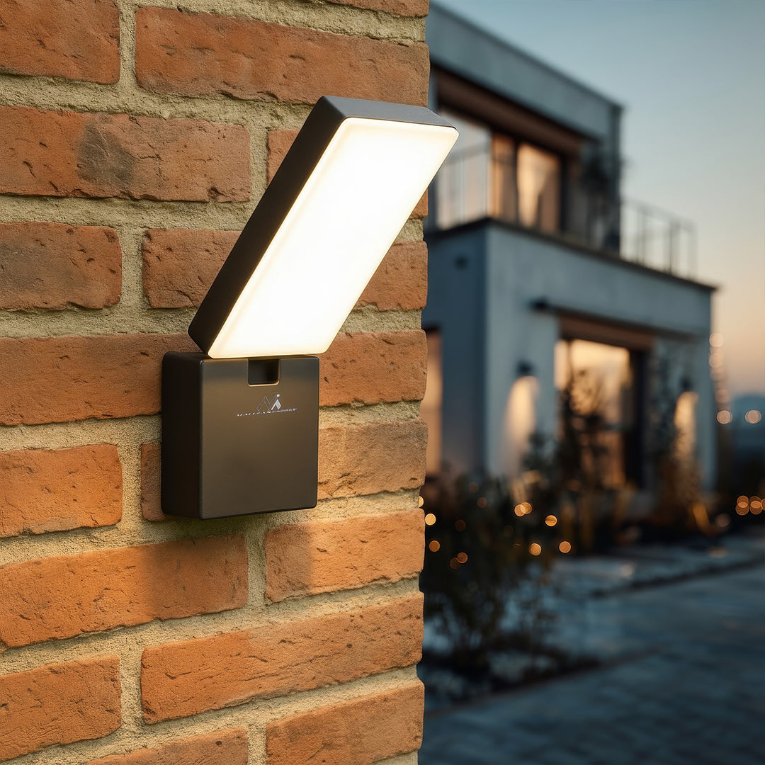 Maclean MCE514 GR Lámpara LED, Iluminación de Pared para Exterior, 10W, 700lm, Blanco Neutro 4000K, IP65 Resistente al Agua