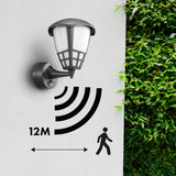 Maclean MCE518 GR Lámpara de Pared con Sensor de Movimiento, Aplique de Exterior 1xE27, IP65, max. 60W, Color gris