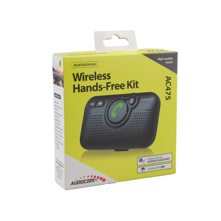 Kit mãos-livres para automóvel Audiocore AC475 | Compatível com Siri e Google Assistant | Bluetooth 5.0 | Ligação automática, orientação por voz, A2DP, reconexão automática, potência de altifalante de 2 W