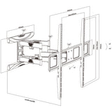 Maclean MC-423 Soporte de TV, Soporte de Pared para Pantallas de 43-100", VESA máx. 800x600, Carga máx. 80kg, Ajuste de Ángulo Horizontal y Vertical, Perfil 50-500mm