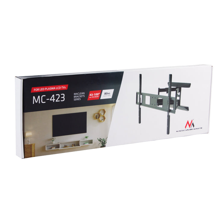 Suporte de parede para TV Maclean MC-423, suporte de parede para TV para ecrãs de 43 a 100 polegadas, VESA máx. 800x600, carga máxima de 80 kg, regulação horizontal e vertical do ângulo, perfil de 50 a 500 mm