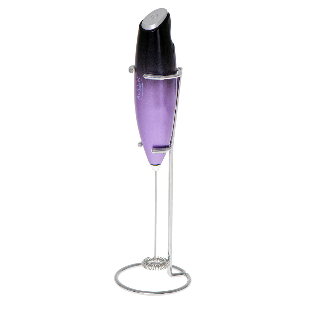 Adler AD 4499 Espumador de leche con soporte, Color morado y negro
