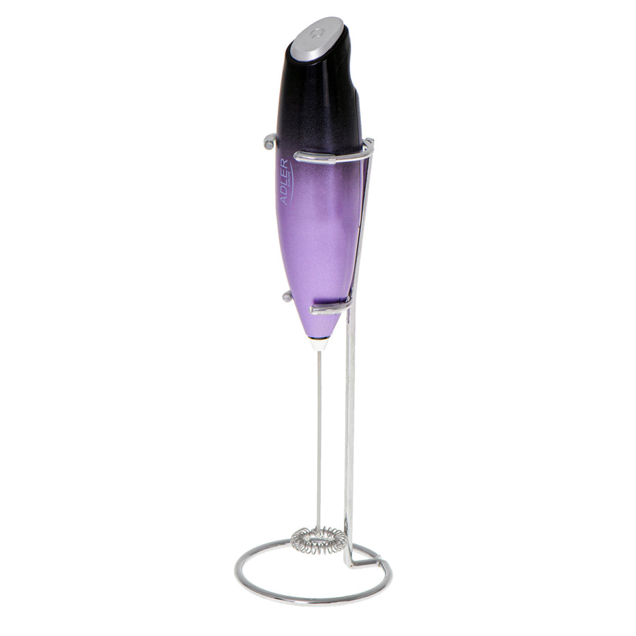 Adler AD 4499 Espumador de leche con soporte, Color morado y negro