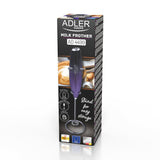 Adler AD 4499 Espumador de leche con soporte, Color morado y negro