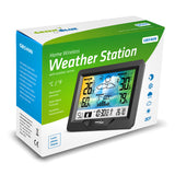 Estação meteorológica colorida sem fios GreenBlue GB540N com DCF, fases da lua, barómetro, calendário e fonte de alimentação
