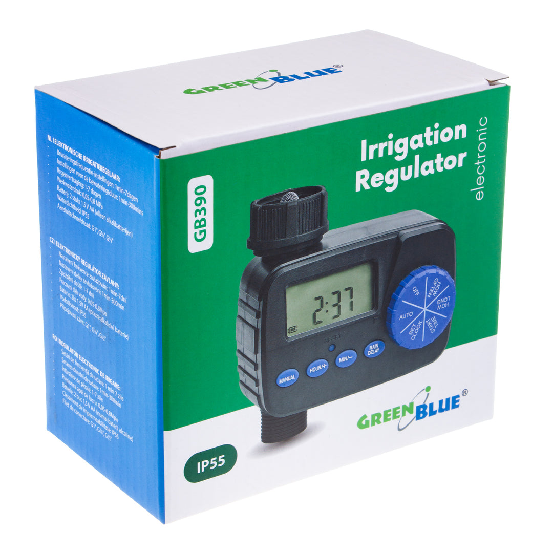 Controlador de Rega Electrónico GreenBlue, Programador, Fonte de Alimentação 2x1,5V AA, GB390