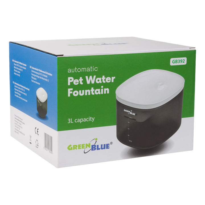 GreenBlue GB392 Bebedouro/Dispensador Automático de Água para Animais de Estimação, Capacidade de 3L, USB 5V1A