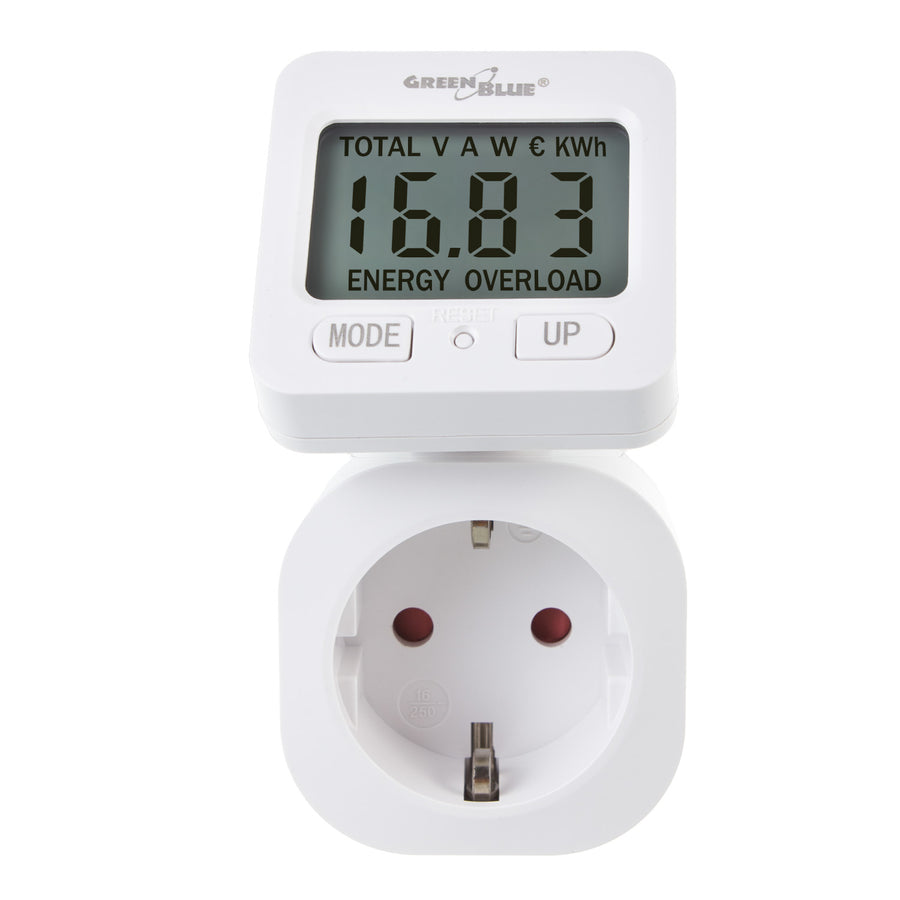 Medidor de Consumo de Energia GreenBlue GB615 F, Wattímetro, 16A, Carga Máxima 3680W, Submemória