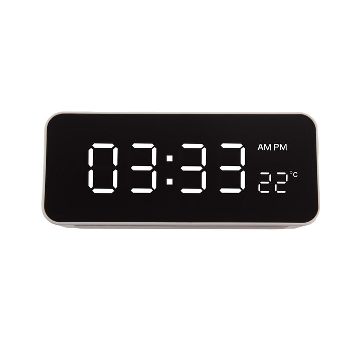 Despertador digital com termómetro, verde e azul GB397, 2 alarmes/função de snooze, função de contagem decrescente, relógio digital com visor de temperatura, alimentação USB através de porta USB, branco