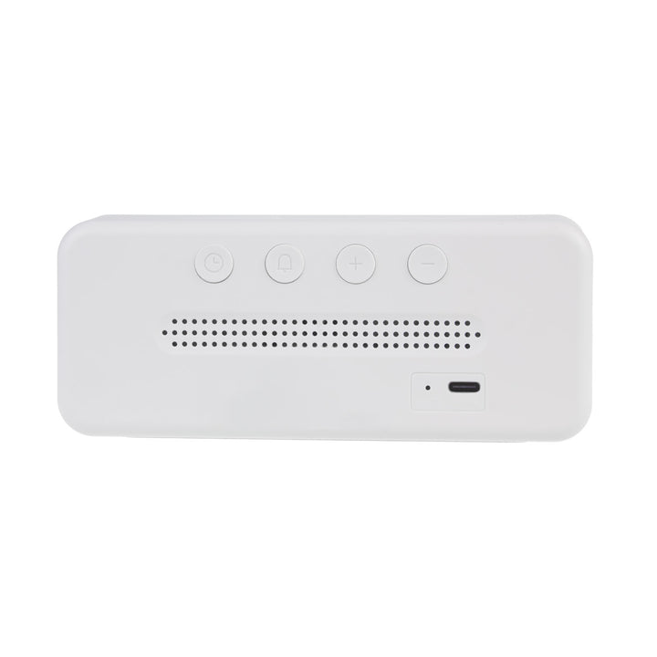 Despertador digital com termómetro, verde e azul GB397, 2 alarmes/função de snooze, função de contagem decrescente, relógio digital com visor de temperatura, alimentação USB através de porta USB, branco