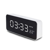 Despertador digital com termómetro, verde e azul GB397, 2 alarmes/função de snooze, função de contagem decrescente, relógio digital com visor de temperatura, alimentação USB através de porta USB, branco