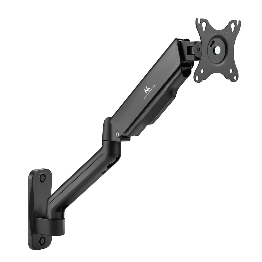 Suporte de parede universal para monitor Maclean MC-332 com dois braços | Ecrãs planos e curvos de 17 a 32 pol. | VESA 75x75 e 100x100 | Giratório, inclinável | Carga máxima de 9 kg