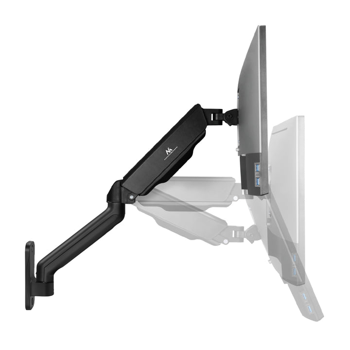 Suporte de parede universal para monitor Maclean MC-332 com dois braços | Ecrãs planos e curvos de 17 a 32 pol. | VESA 75x75 e 100x100 | Giratório, inclinável | Carga máxima de 9 kg