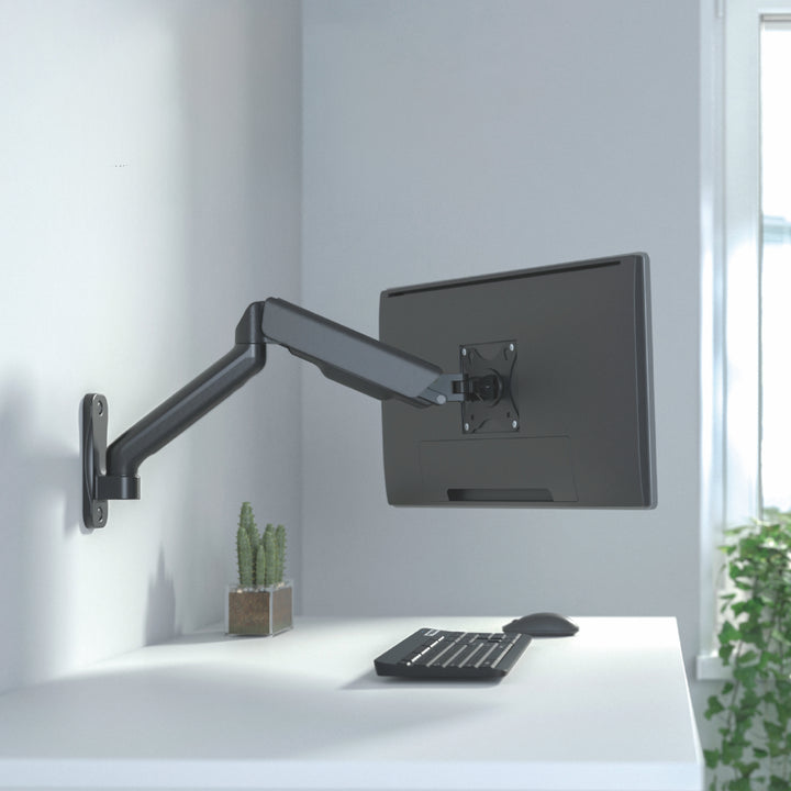 Suporte de parede universal para monitor Maclean MC-332 com dois braços | Ecrãs planos e curvos de 17 a 32 pol. | VESA 75x75 e 100x100 | Giratório, inclinável | Carga máxima de 9 kg