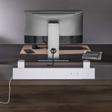 Organizador de cabos por baixo da secretária Maclean MC-333, tabuleiro para gestão de cabos para escritório e casa, carga máxima de 5 kg, comprimento ajustável de 80/100/120 cm