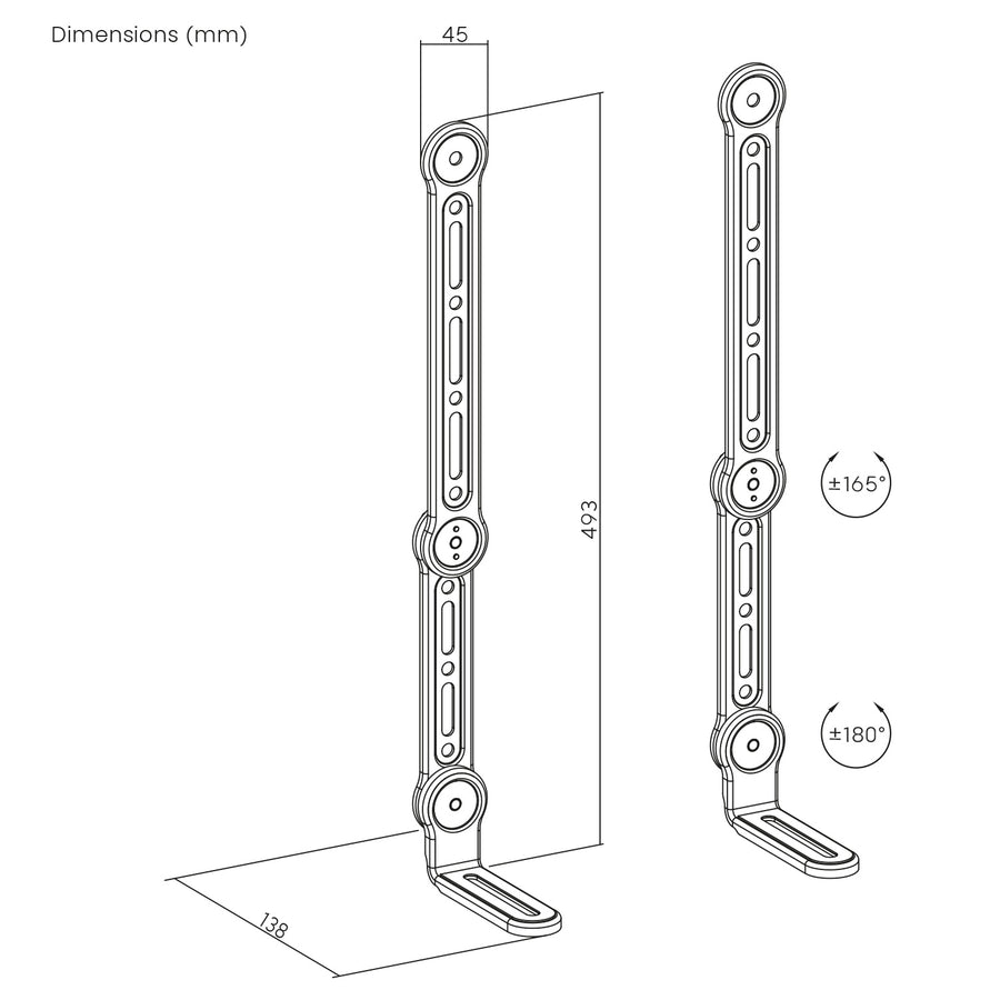 Maclean MC-334 Soporte universal VESA para barra de sonido, Ajustable a Pantallas hasta 49", Carga máx. 15 kg