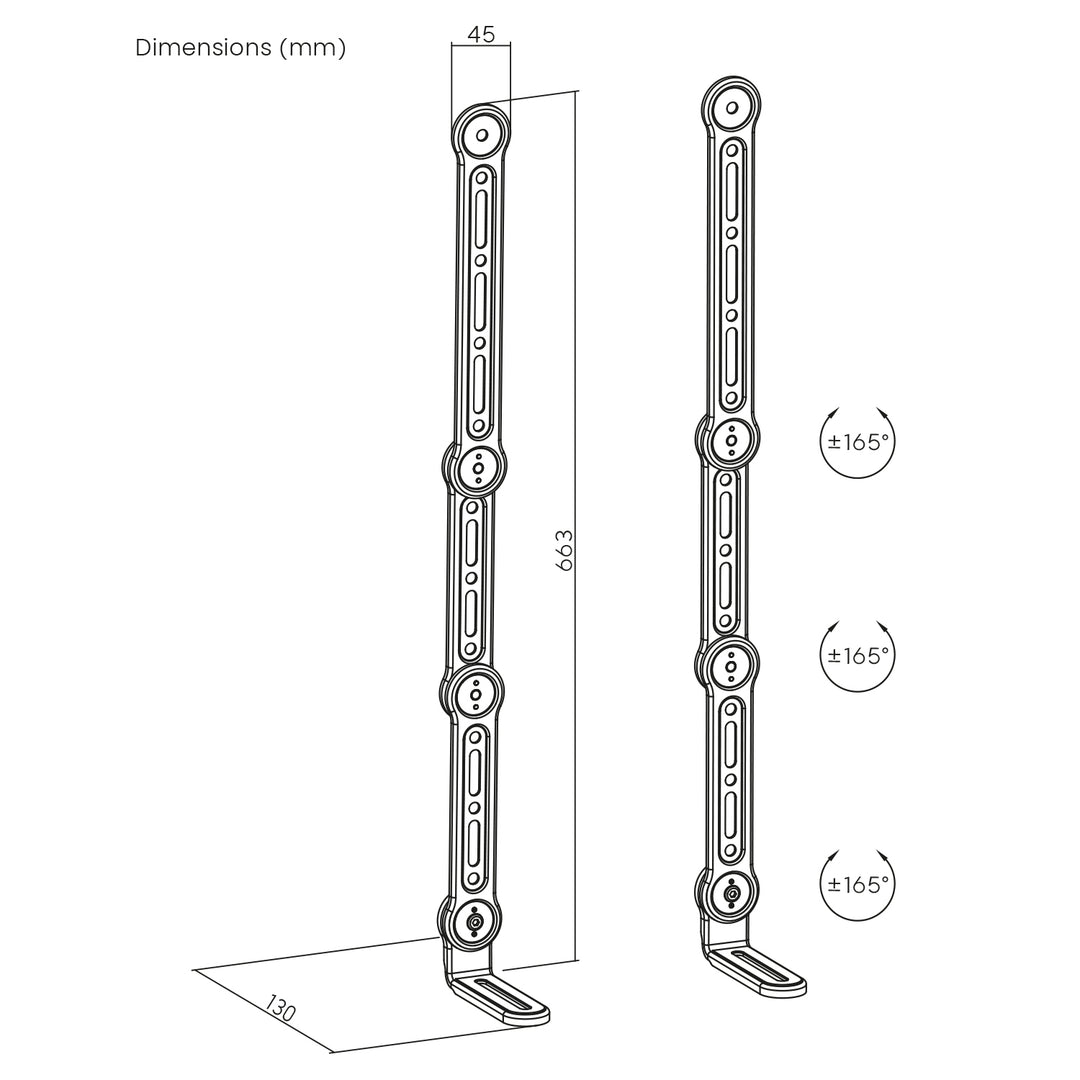 Suporte VESA universal Maclean MC-335 para barra de som, ajustável para ecrãs até 90", carga máxima de 15 kg
