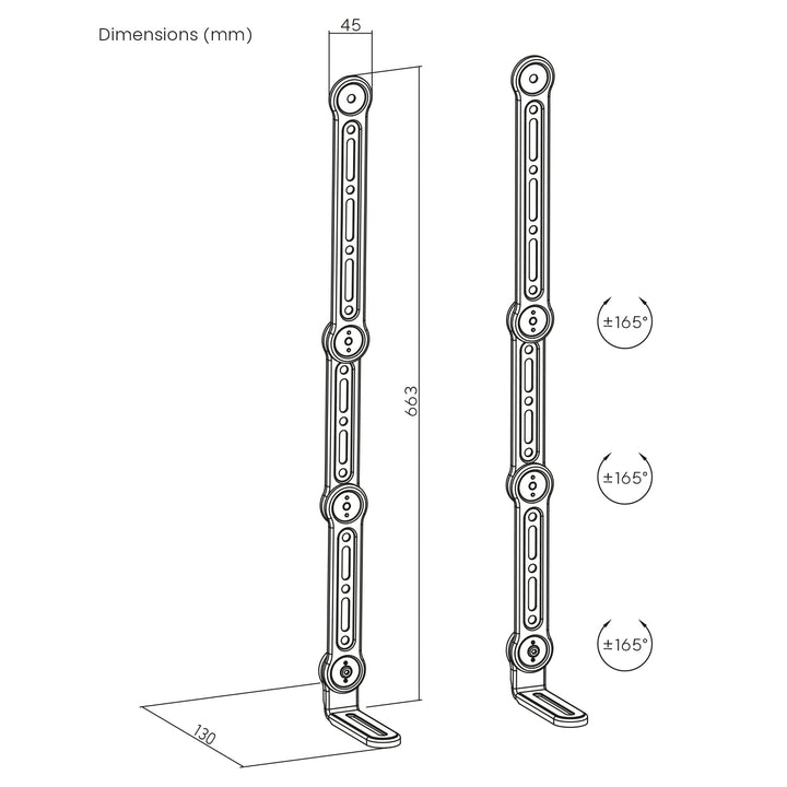 Suporte VESA universal Maclean MC-335 para barra de som, ajustável para ecrãs até 90", carga máxima de 15 kg