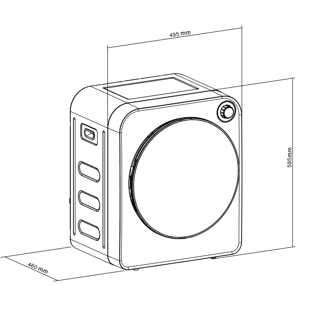 Secador elétrico de carregamento frontal Green Blue GB410, capacidade de 3 kg, 830 W, classe C, 5 programas, dimensões compactas 49,5 x 46 x 59,5 cm para espaços pequenos