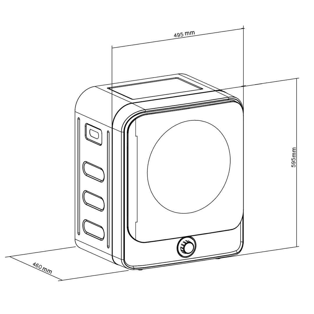 Secador elétrico de carregamento frontal Green Blue GB415, capacidade de 3 kg, classe C, 5 programas, 830 W, dimensões compactas 49,5 x 46 x 59,5 cm para espaços pequenos