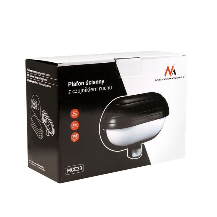 Luminária de parede Maclean, com sensor PIR, máx. 60W, 180°, MCE33B + LED 11W