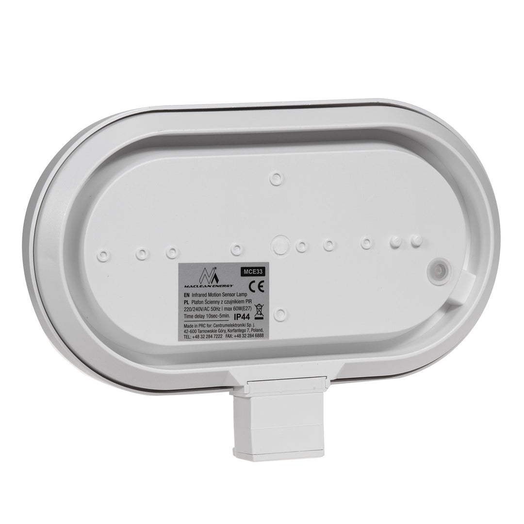 Luminária de parede Maclean, com sensor PIR, máx. 60W, 180°, MCE33 W + LED 11W