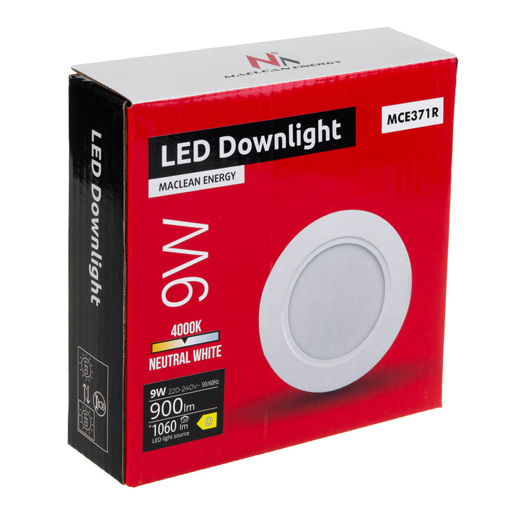 5x Luminária de Teto LED Maclean, SLIM Embutida, 9W, Branco Neutro 4000K, 120*26mm, 900lm, MCE371 R