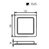 5 painéis de teto LED Maclean, montagem embutida fina, 9 W, branco neutro 4000 K, 120 x 120 x 26 mm, 900 lm, MCE373 S