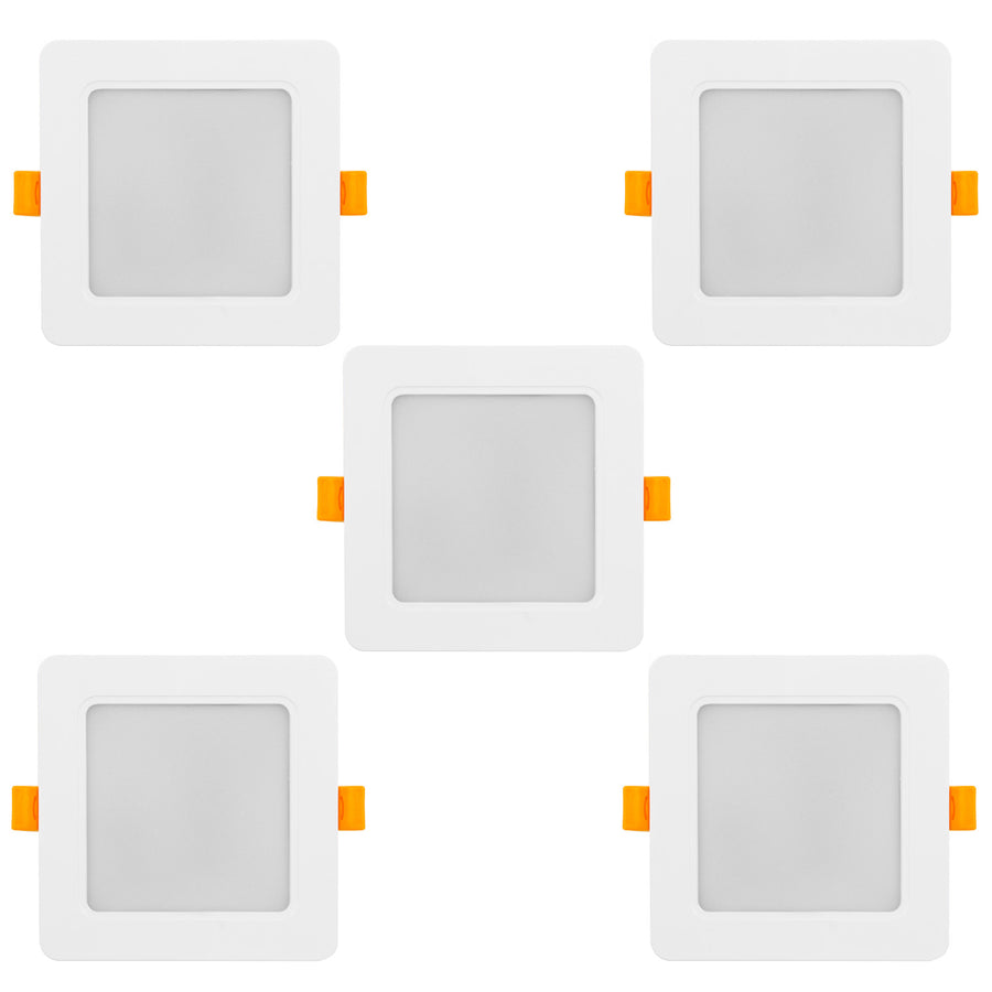 5 painéis de teto LED Maclean, montagem embutida fina, 9 W, branco neutro 4000 K, 120 x 120 x 26 mm, 900 lm, MCE373 S