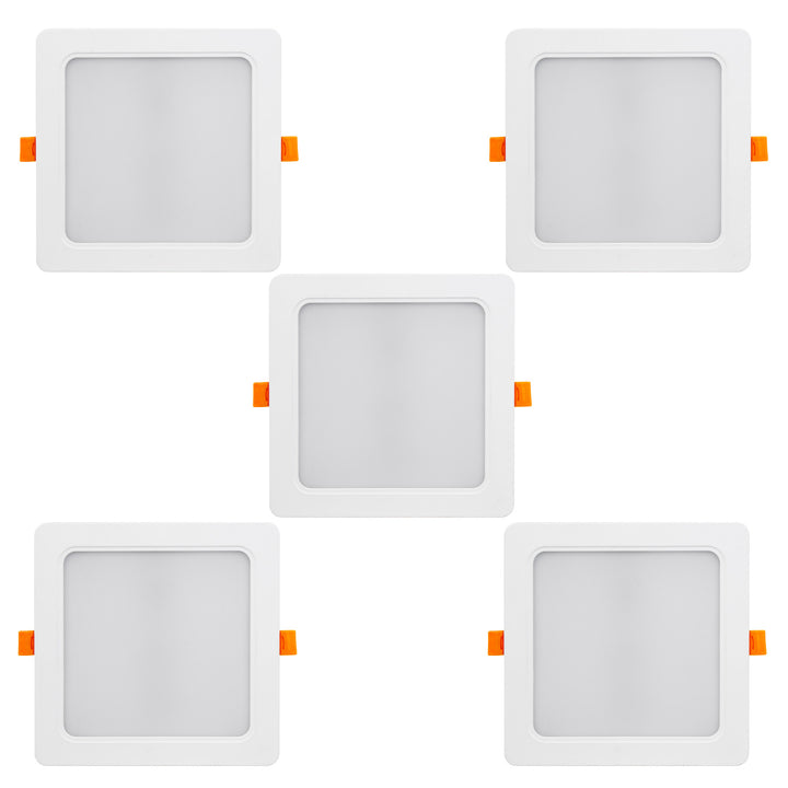 5 painéis de teto LED Maclean, montagem embutida fina, 18 W, branco neutro 4000 K, 170 x 170 x 26 mm, 1900 lm, MCE374 S