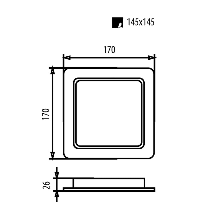5 painéis de teto LED Maclean, montagem embutida SLIM, 18 W, branco neutro 4000 K, 170 x 170 x 26 mm, 1800 lm, MCE374 S + adaptador de superfície MCE379 S