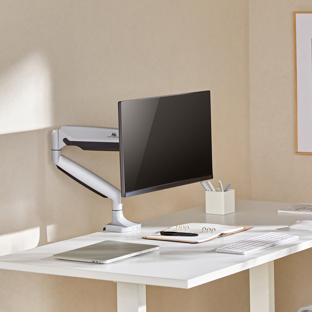Suporte para monitor Maclean MC-969, braço duplo, suporte com mola a gás, 17"-45", carga máxima de 16 kg