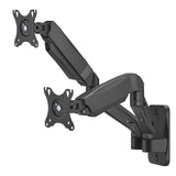 Suporte de parede para monitor duplo Maclean MC-988, ecrãs de 17 a 32 polegadas, suporte duplo, mola mecânica, carga máxima de 9 kg