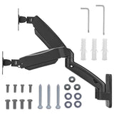 Suporte de parede para monitor duplo Maclean MC-988, ecrãs de 17 a 32 polegadas, suporte duplo, mola mecânica, carga máxima de 9 kg