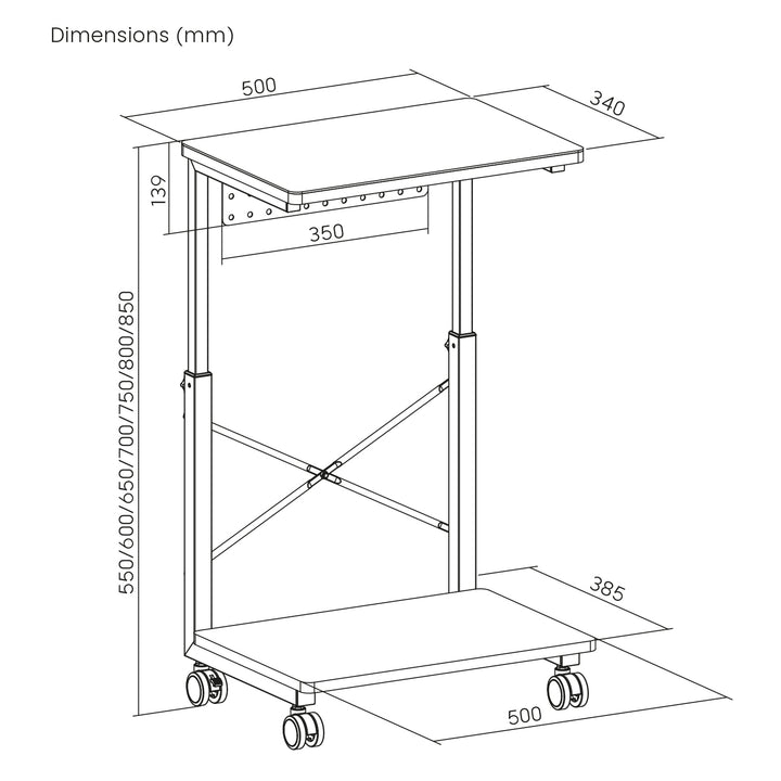 NanoRS Carrito de Ordenador de CPU con Altura Ajustable con Estante de hasta 80 kg | Carro portátil para PC con Espacio de Almacenamiento | Flexible con Ruedas | Estante Resistente al Agua | RS430