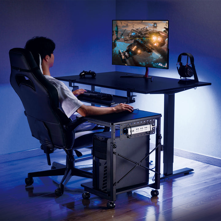 NanoRS Carrito de Ordenador de CPU con Altura Ajustable con Estante de hasta 80 kg | Carro portátil para PC con Espacio de Almacenamiento | Flexible con Ruedas | Estante Resistente al Agua | RS430