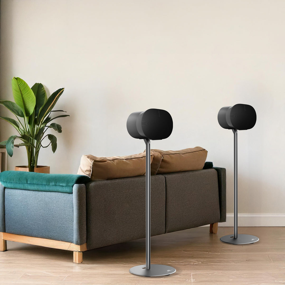 Conjunto de suporte de chão Maclean MC-995 compatível com Sonos® ERA 300 | Altura 714 mm | Design elegante com gestão de cabos integrada