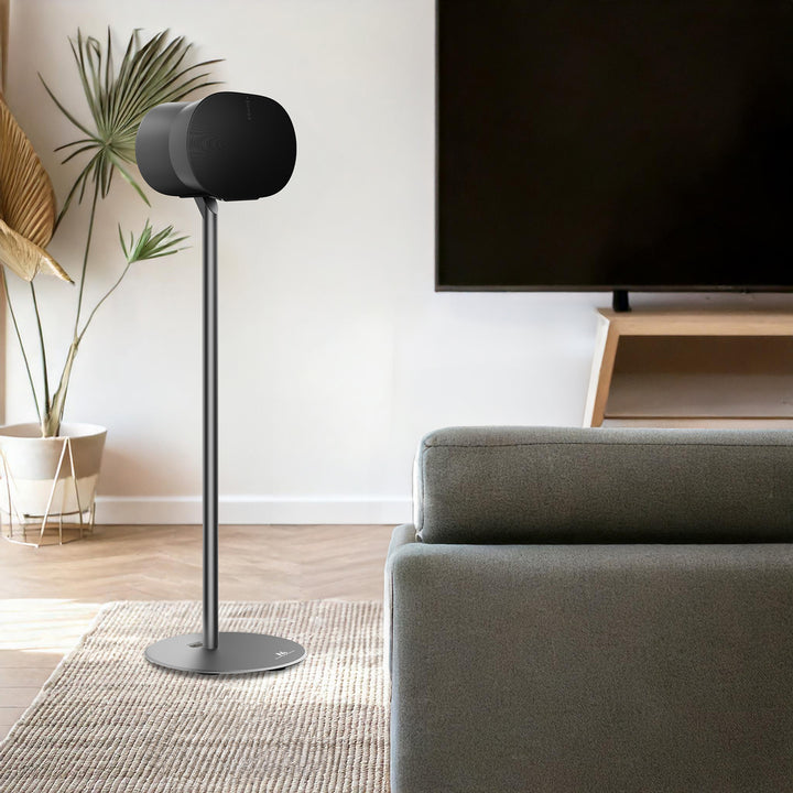 Conjunto de suporte de chão Maclean MC-995 compatível com Sonos® ERA 300 | Altura 714 mm | Design elegante com gestão de cabos integrada
