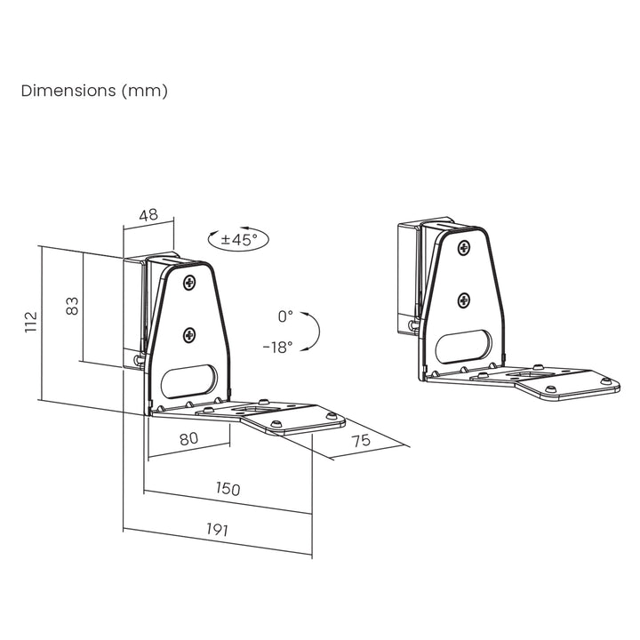 Maclean MC-996 Soportes de pared, Soportes compatibles con Sonos® ERA 300